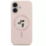   Karl Lagerfeld Liquid Silicone Karl and Choupette MagSafe iPhone 17 hátlap tok, rózsaszín