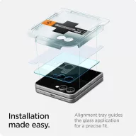   Spigen Glas.tR EZ Fit HD Samsung Galaxy Z Flip 7 kijelzővédő fólia felhelyező kerettel (1db)