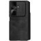Nillkin Qin Pro Samsung Galaxy Z Fold 7 bőr flip tok S-Pen / kártyatartóval, csúsztatható kameravédővel, fekete