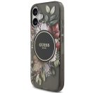 Guess IML Flowers Strap Apple iPhone 17 MagSafe hátlap tok karpánttal, fekete