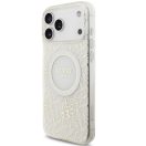 Guess IML Flowers Allover Strap Apple iPhone 17 Pro Max MagSafe hátlap tok karpánttal, fehér