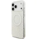 Guess IML Flowers Allover Strap Apple iPhone 17 Pro MagSafe hátlap tok karpánttal, fehér