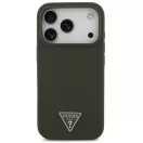 Guess Silicone Triangle Logo Apple iPhone 17 Pro MagSafe hátlap tok, zöld (khaki)