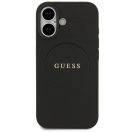 Guess Grained Ring Apple iPhone 17 MagSafe hátlap tok, fekete
