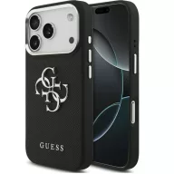   Guess Grained Big 4G Classic Logo Apple iPhone 17 Pro hátlap tok, fekete-ezüst