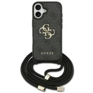   Guess 4G Big Logo Cord Stap Apple iPhone 17 hátlap tok vállpánttal, fekete