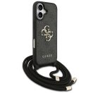 Guess 4G Big Logo Cord Stap Apple iPhone 17 hátlap tok vállpánttal, fekete