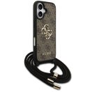 Guess 4G Big Logo Cord Stap Apple iPhone 17 hátlap tok vállpánttal, barna