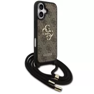   Guess 4G Big Logo Cord Stap Apple iPhone 17 hátlap tok vállpánttal, barna