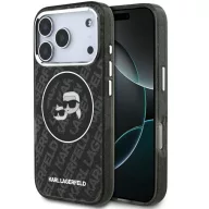   Karl Lagerfeld IML Glitter Karl & Choupette Heads Logo iPhone 17 Pro MagSafe kompatibilis hátlap tok, fekete
