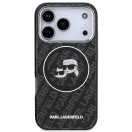 Karl Lagerfeld IML Glitter Karl & Choupette Heads Logo iPhone 17 Pro MagSafe kompatibilis hátlap tok, fekete