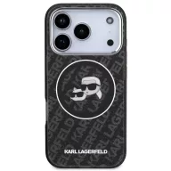   Karl Lagerfeld IML Glitter Karl & Choupette Heads Logo iPhone 17 Pro MagSafe kompatibilis hátlap tok, fekete