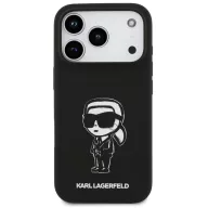   Karl Lagerfeld Silicone Karl Sketch & Logo iPhone 17 Pro MagSafe kompatibilis hátlap tok, fekete