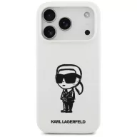   Karl Lagerfeld Silicone Karl Sketch & Logo iPhone 17 Pro MagSafe kompatibilis hátlap tok, fehér