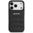AMG Leather Debossed Lines Logo Apple iPhone 17 Pro hátlap tok, fekete