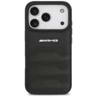   AMG Leather Debossed Lines Logo Apple iPhone 17 Pro hátlap tok, fekete