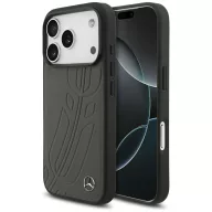   Mercedes Leather Large Laurel Leave Apple iPhone 17 Pro Max MagSafe hátlap tok, antracit szürke