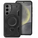 Frost Armor Samsung Galaxy S25 FE starabíró tok kitámasztóható gyűrűvel, fekete