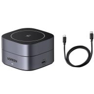   Ugreen W256 2in1 USB-C-USB-C Qi induktív iPhone/AirPods töltő USB-C kábellel, 20W, 1m, fekete