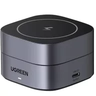   Ugreen W256 2in1 USB-C-USB-C Qi induktív iPhone/AirPods töltő USB-C kábellel, 20W, 1m, fekete