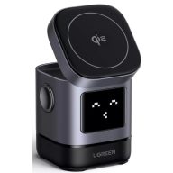   Ugreen W709 Uno 2in1 vezeték nélküli wireless töltő intelligens kijelzővel, 15W, 167A, fekete