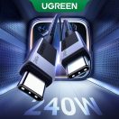 Ugreen L513 USB-C-USB-C töltő- és adatkábel, fonott, 5A, 240W, 1m, szürke