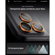   Spigen Glas.tR EZ Fit Optik Pro Apple iPhone 17 Pro / 17 Pro Max / 16 Pro / 16 Pro Max / 15 Pro / 15 Pro Max / 14 Pro / 14 Pro Max, Tempered kameralencse-védő fólia felhelyező kerettel, narancs (2db)