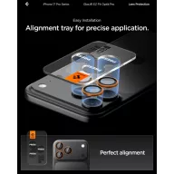   Spigen Glas.tR EZ Fit Optik Pro Apple iPhone 17 Pro / 17 Pro Max / 16 Pro / 16 Pro Max / 15 Pro / 15 Pro Max / 14 Pro / 14 Pro Max, Tempered kameralencse-védő fólia felhelyező kerettel, narancs (2db)