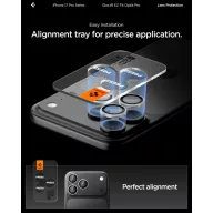   Spigen Glas.tR EZ Fit Optik Pro Apple iPhone 17 Pro / 17 Pro Max / 16 Pro / 16 Pro Max / 15 Pro / 15 Pro Max / 14 Pro / 14 Pro Max, Tempered kameralencse-védő fólia felhelyező kerettel, ezüst (2db)
