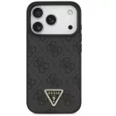 Guess Leather 4G Triangle Strass iPhone 17 Pro Max kemény hátlap tok, fekete