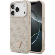   Guess Leather 4G Triangle Strass iPhone 17 Pro Max kemény hátlap tok, rózsaszín