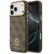   Guess 4G Strass Logo Apple iPhone 17 Pro Max MagSafe tok kameravédő peremmel, barna-arany