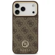   Guess 4G Strass Logo Apple iPhone 17 Pro MagSafe tok kameravédő peremmel, barna-arany