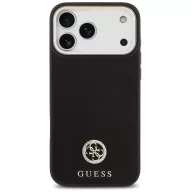   Guess 4G Grained Strass Logo Apple iPhone 17 Pro MagSafe tok kameravédő peremmel, fekete-arany
