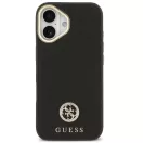 Guess 4G Grained Strass Logo Apple iPhone 17 MagSafe tok kameravédő peremmel, fekete-arany