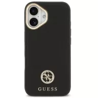   Guess 4G Grained Strass Logo Apple iPhone 17 MagSafe tok kameravédő peremmel, fekete-arany