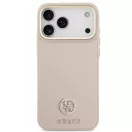 Guess 4G Grained Strass Logo Apple iPhone 17 Pro Max MagSafe tok kameravédő peremmel, rózsaszín-arany