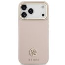 Guess 4G Grained Strass Logo Apple iPhone 17 Pro MagSafe tok kameravédő peremmel, rózsaszín-arany