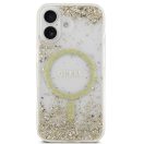 Guess Resin Bottom Glitter Apple iPhone 17 MagSafe tok, csillámos, átlátszó-arany