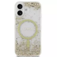   Guess Resin Bottom Glitter Apple iPhone 17 MagSafe tok, csillámos, átlátszó-arany