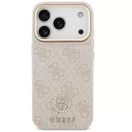 Guess 4G Strass Logo & Big Strap Metal Buttons Apple iPhone 17 Pro MagSafe tok csukló / nyakpánttal, rózsaszín
