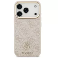   Guess 4G Strass Logo & Big Strap Metal Buttons Apple iPhone 17 Pro Max MagSafe tok csukló / nyakpánttal, rózsaszín