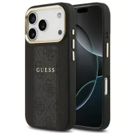   Guess 4G Stripe Apple iPhone 17 Pro MagSafe tok kameravédő kerettel, fekete-arany