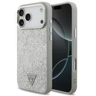   Guess Glitter Triangle Logo Apple iPhone 17 Pro MagSafe tok, csillámos, ezüst