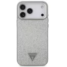 Guess Glitter Triangle Logo Apple iPhone 17 Pro MagSafe tok, csillámos, ezüst