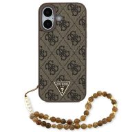   Guess 4G Strap Triangle Logo Apple iPhone 17 MagSafe hátlap tok karpánttal, barna-arany