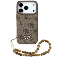   Guess 4G Strap Triangle Logo Apple iPhone 17 Pro MagSafe hátlap tok karpánttal, barna-arany