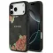 Guess Leather 4G Flowers Print Metal Classic Logo MagSafe Apple iPhone 17 Pro kemény hátlap tok, fekete