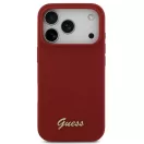 Guess Silicone Script Metal Logo Apple iPhone 17 Pro MagSafe tok, magenta