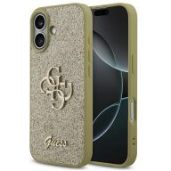   Guess Fixed Glitter Big 4G Apple iPhone 17 hátlap tok, csillámos, arany